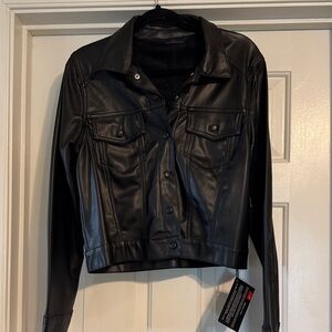 Black Faux Leather Women's Jacket